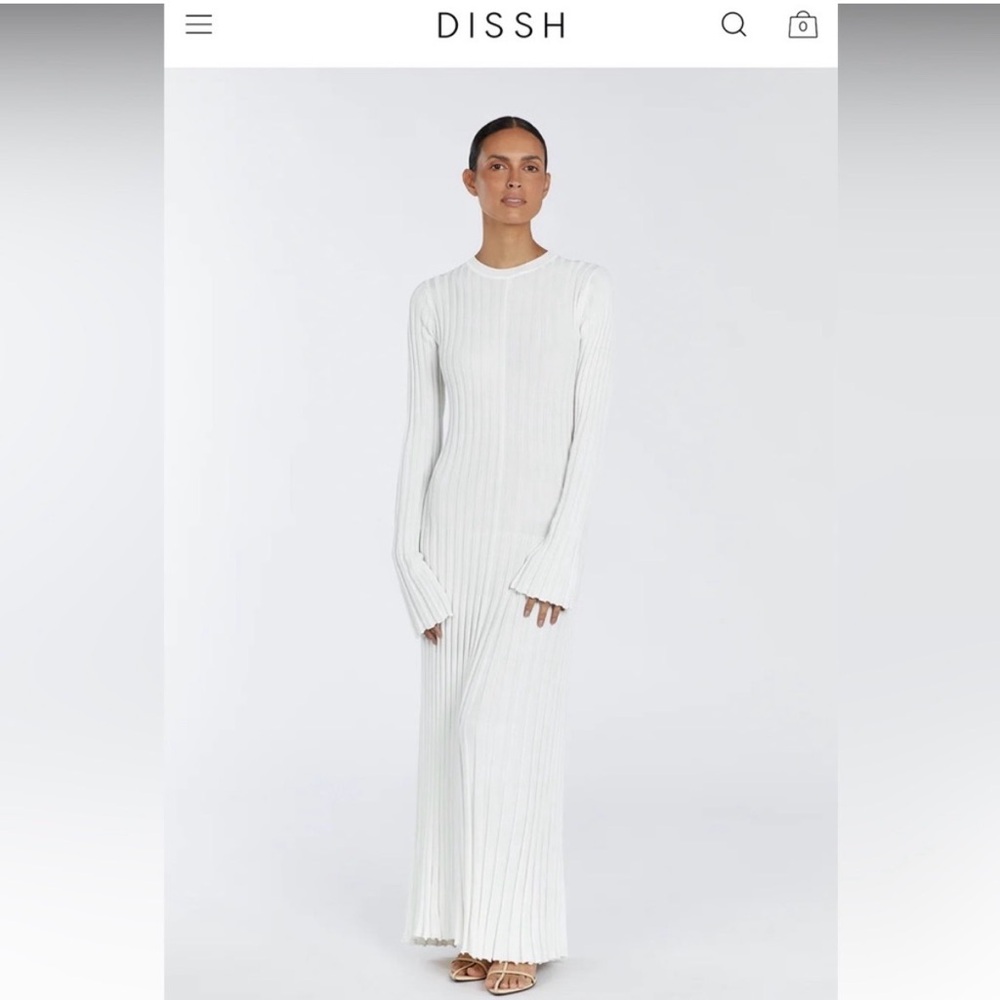 Dissh Ada White Ribbed Maxi Dress worn once size M